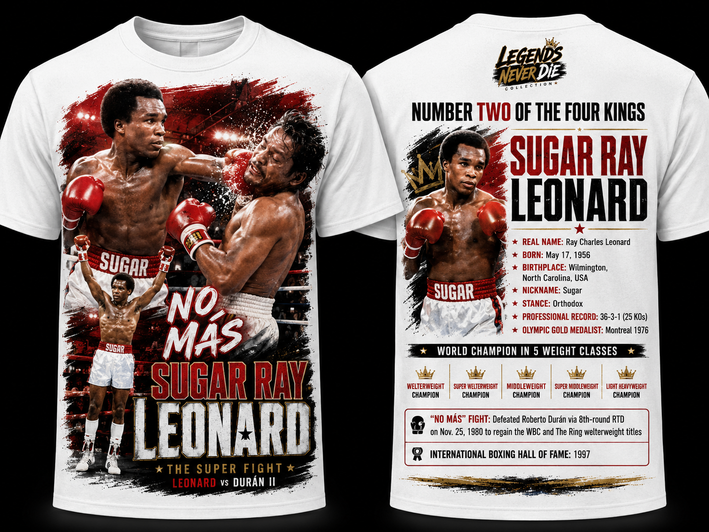 Sugar Ray Leonard Legends Never Die tribute shirt design