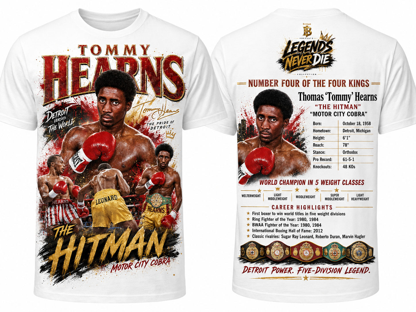 Thomas Hearns Legends Never Die tribute shirt design